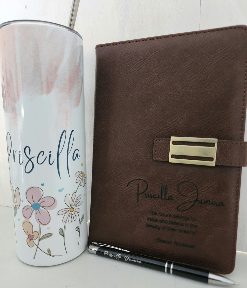 Personalized Notebook & Tumbler Gift Set