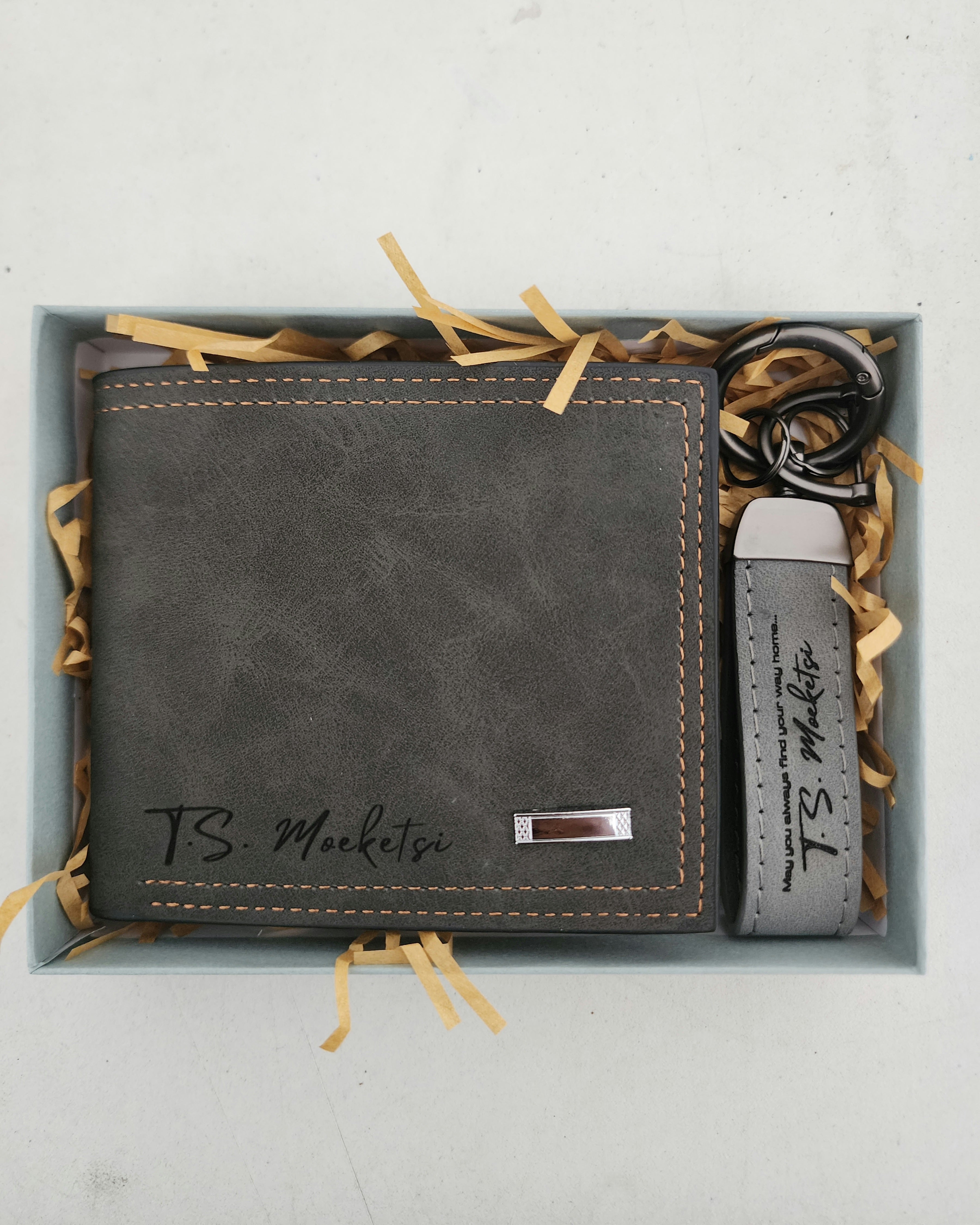 Personalized Wallet & Keychain Set for Men