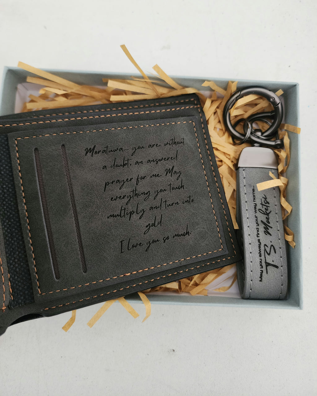 Personalized Wallet & Keychain Set for Men