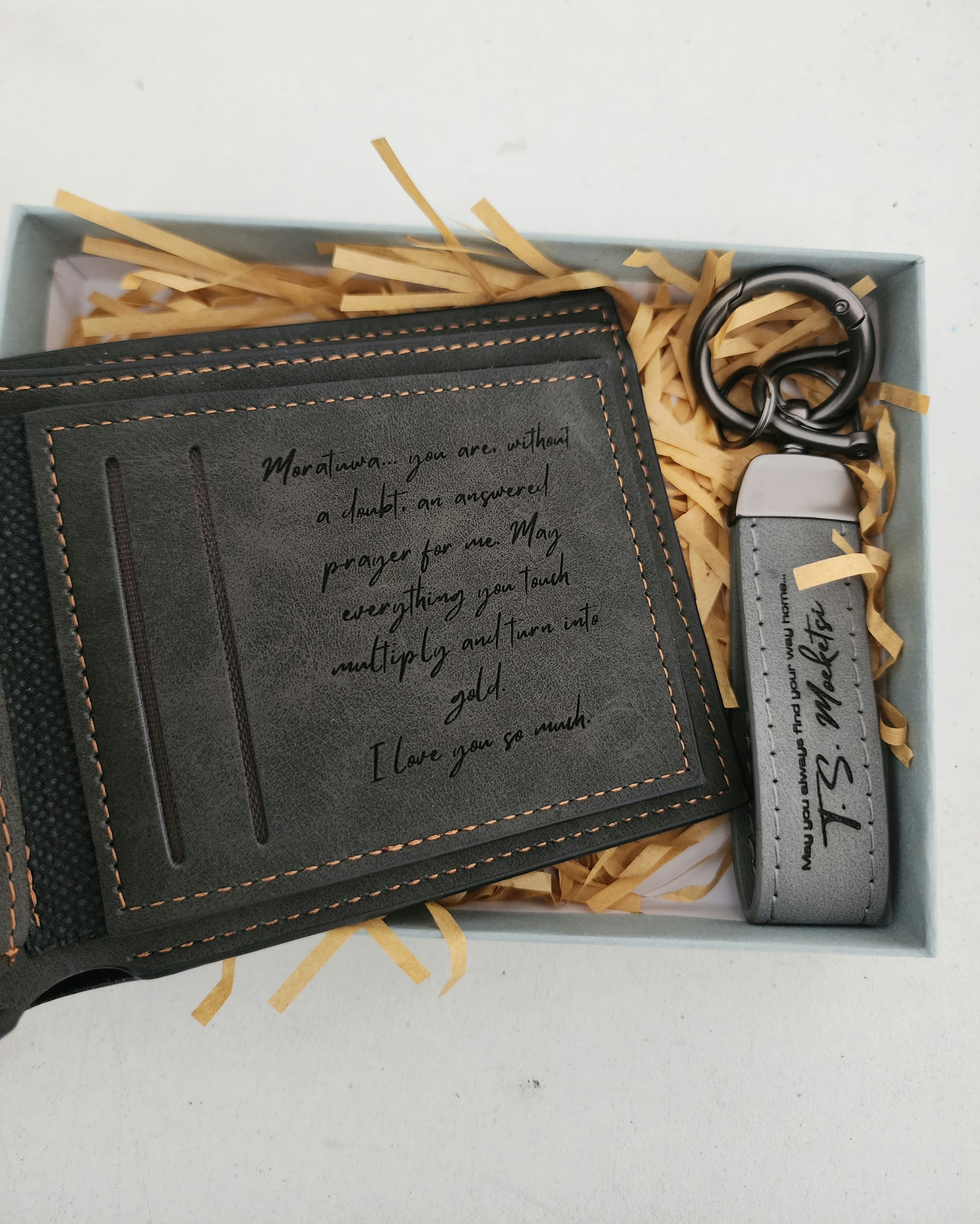 Personalized Wallet & Keychain Set for Men