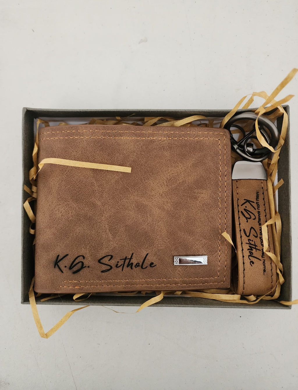 Personalized Wallet & Keychain Set for Men