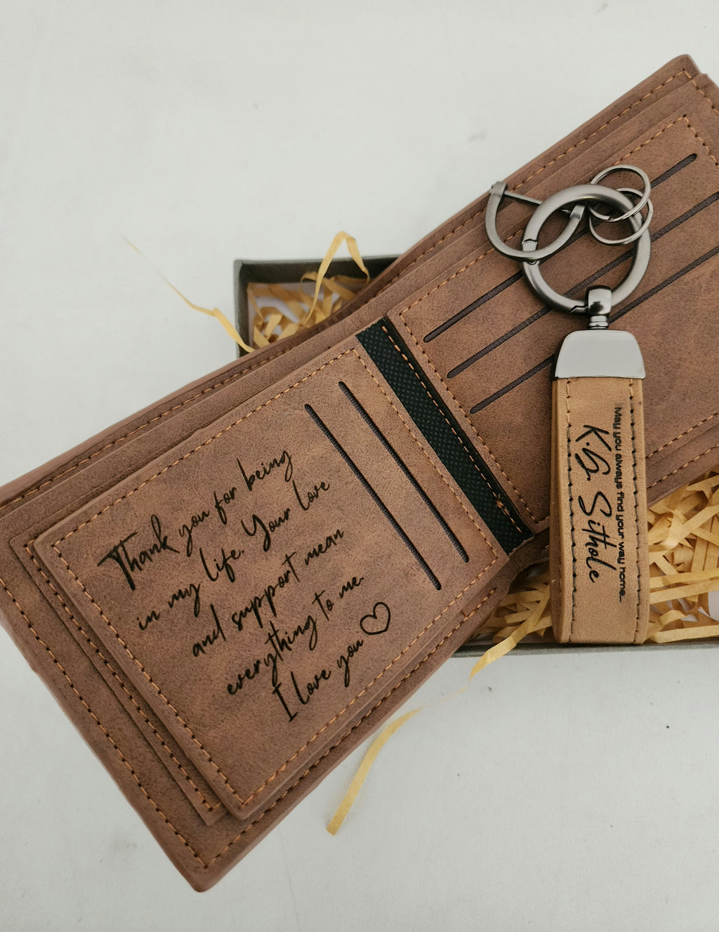 Personalized Wallet & Keychain Set for Men