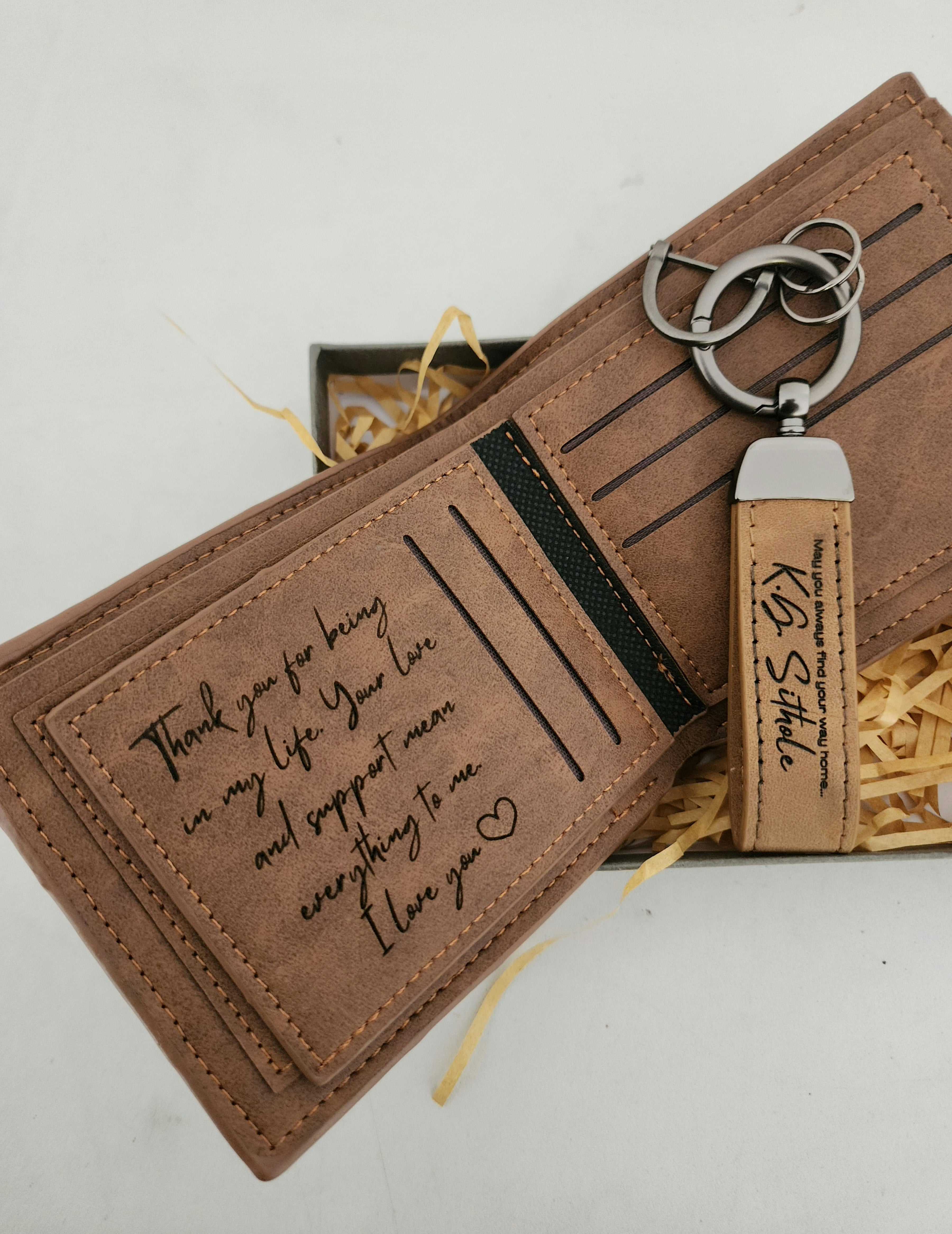 Personalized Wallet & Keychain Set for Men
