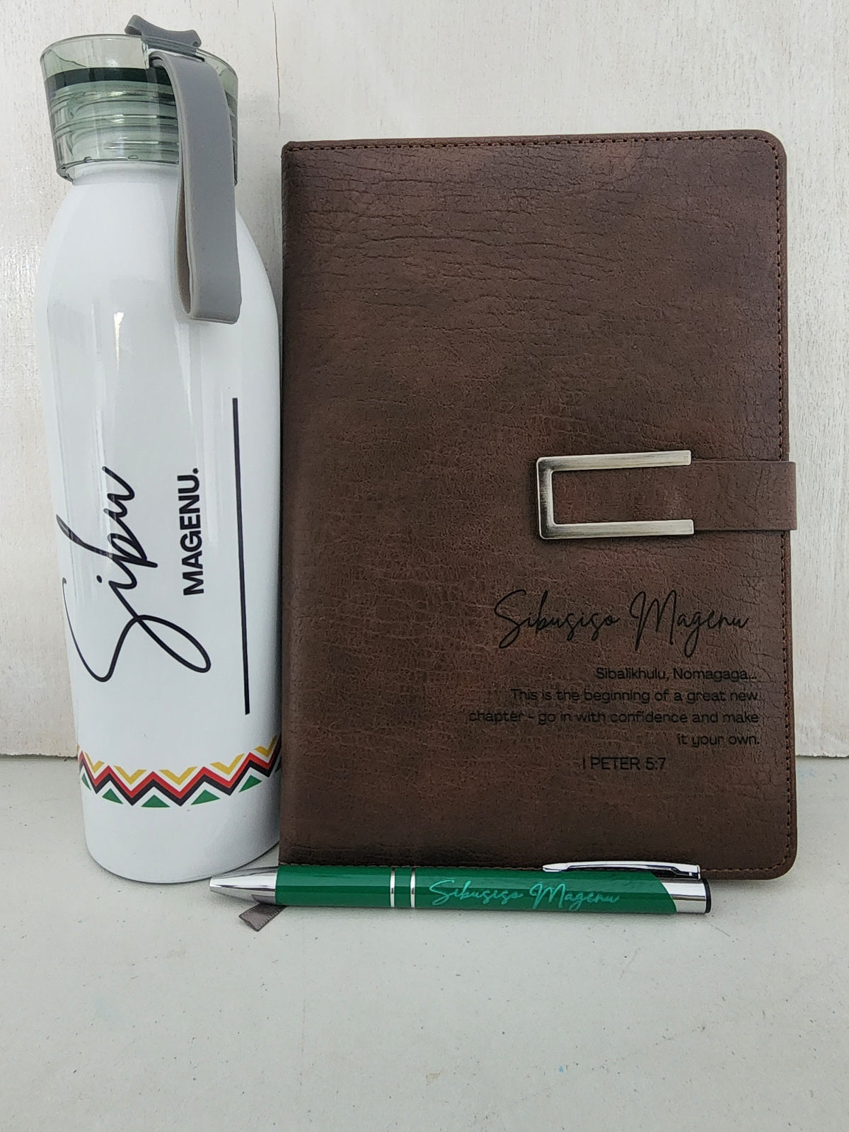 Personalized Notebook and Water Bottle Gift Set