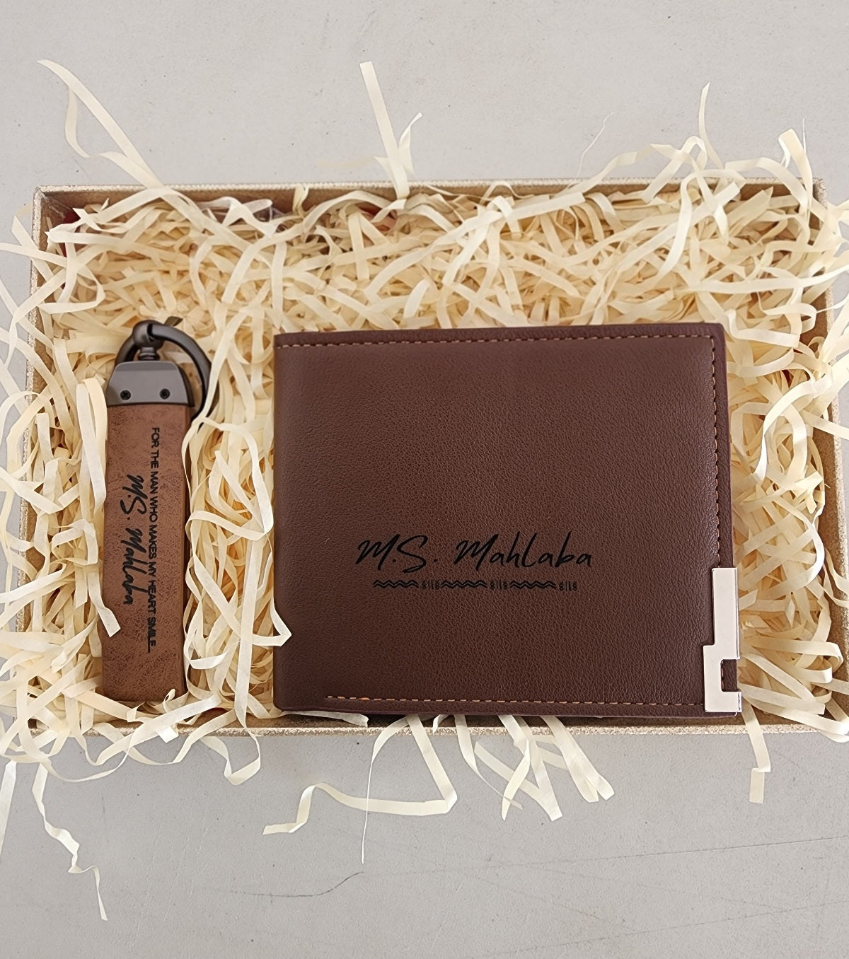 Personalized Wallet & Keychain Set for Men